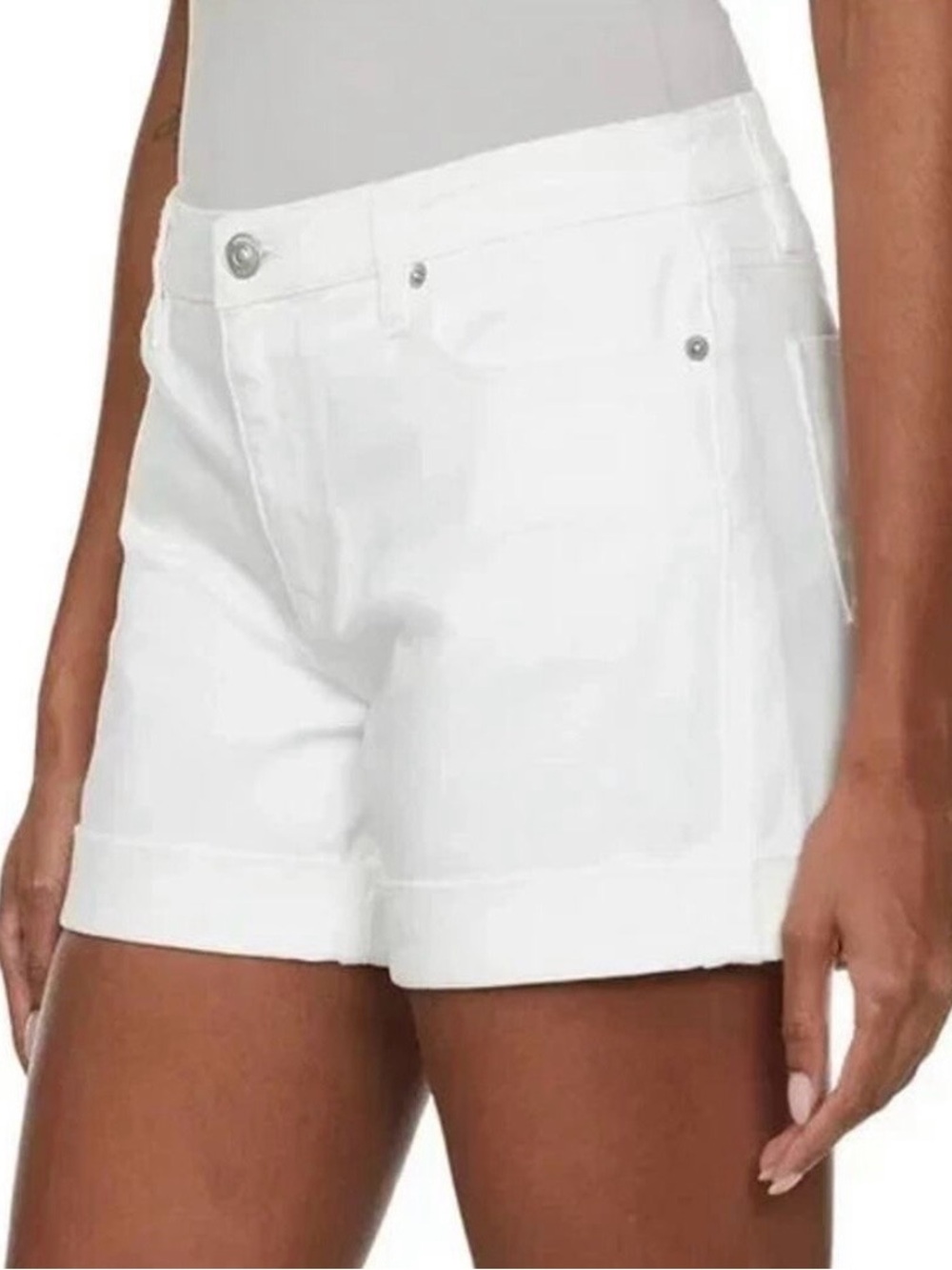NWT Hudson white denim mid-rise cuffed shorts